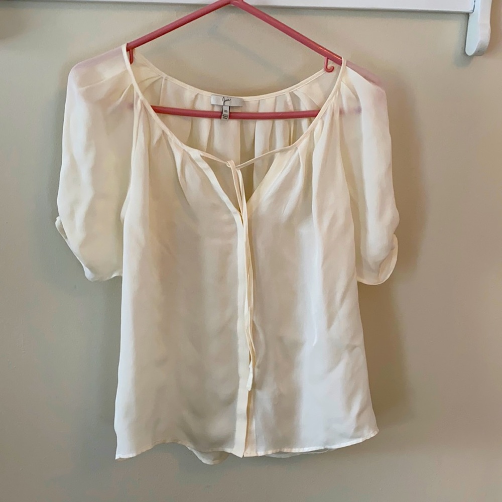 Off white short sleeve blouse